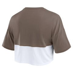 San Diego Padres Women's Color Split Boxy Cropped T-Shirt - Brown/White