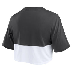San Francisco Giants Women's Color Split Boxy Cropped T-Shirt - Heather Black/White