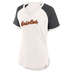 Baltimore Orioles Women's For the Team Slub Raglan V-Neck Jersey T-Shirt - White/Black