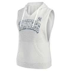 New York Yankees Women's Lounge Script Sleeveless Pullover Hoodie - Ash