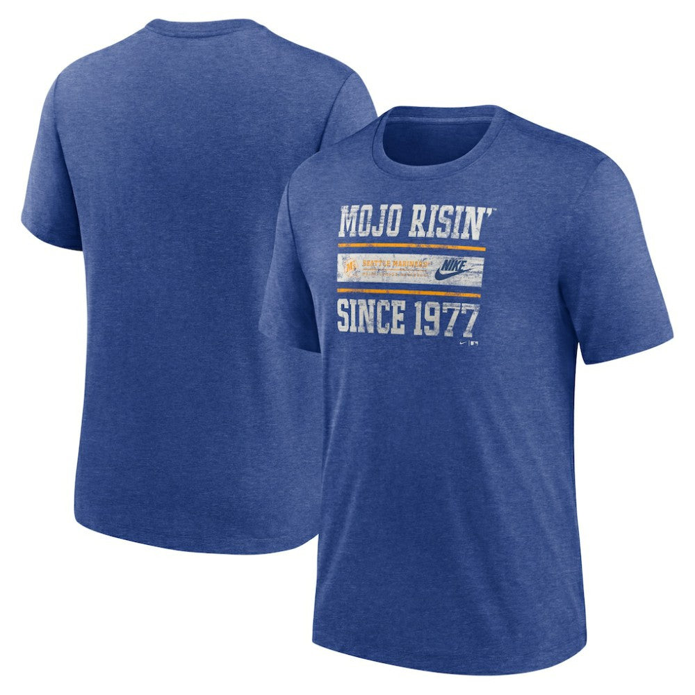Seattle Mariners Cooperstown Collection Local Stack Tri-Blend T-Shirt - Heather Royal | Nike