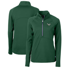 NFL Philadelphia Eagles Cutter & Buck Women's Gridiron Classics Logo Adapt Eco Knit Stretch Recycled Half-Zip Pullover Top