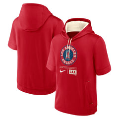 Los Angeles Angels City Connect Color Block Short Sleeve Pullover Hoodie - Red | Nike