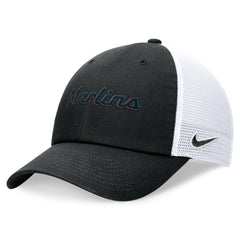 Miami Marlins Wordmark Adjustable Trucker Hat - Black | Nike