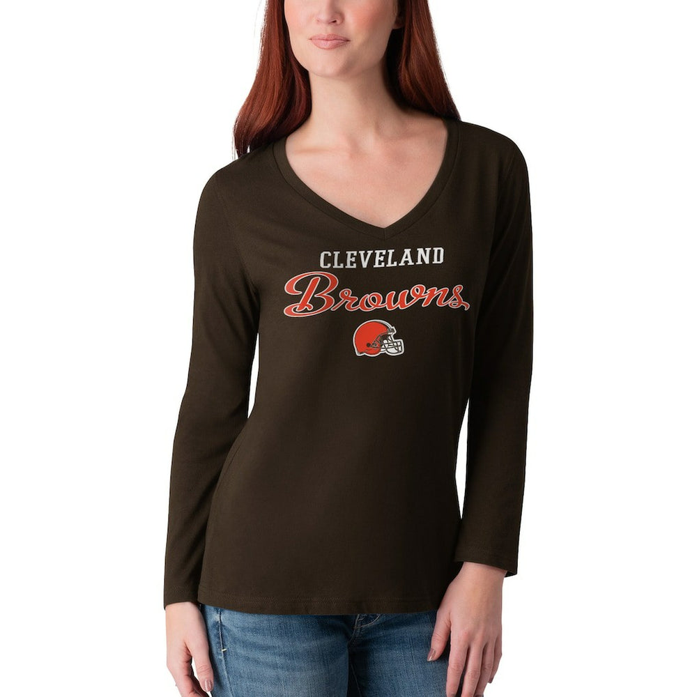 NFL Cleveland Browns G-III 4Her by Carl Banks Women's Post Season Long Sleeve V-Neck T-Shirt
