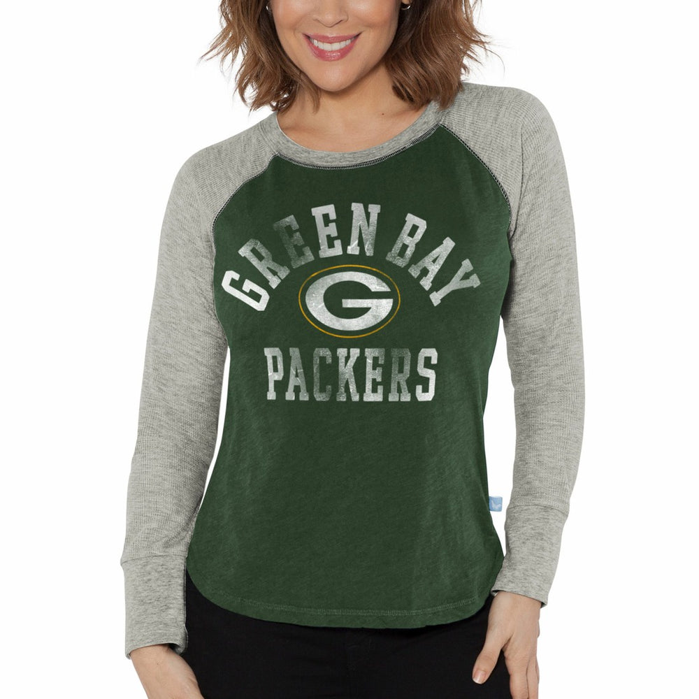 NFL Green Bay Packers G-III 4Her by Carl Banks Women's Waffle Knit Raglan Long Sleeve T-Shirt