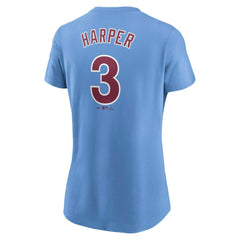 Bryce Harper Philadelphia Phillies Women's Cooperstown Collection Fuse Name & Number T-Shirt - Light Blue | Nike