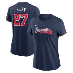 Austin Riley Atlanta Braves Women's Cooperstown Collection Fuse Name & Number T-Shirt - Navy | Nike