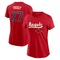 Mike Trout Los Angeles Angels Women's 2024 City Connect Fuse Player Name & Number T-Shirt - Red | Nike