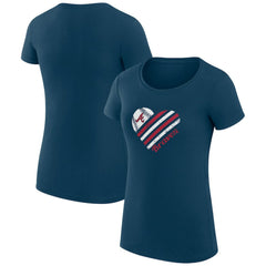 Atlanta Braves G-III 4Her by Carl Banks Women's Super-Slim Fit Lightweight Heart Graphic T-Shirt - Navy