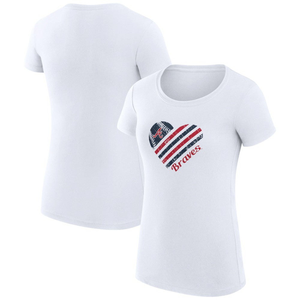 Atlanta Braves G-III 4Her by Carl Banks Women's Super-Slim Fit Lightweight Heart Graphic T-Shirt - White