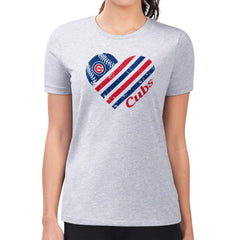Chicago Cubs G-III 4Her by Carl Banks Women's Super-Slim Fit Lightweight Heart Graphic T-Shirt - Heather Gray
