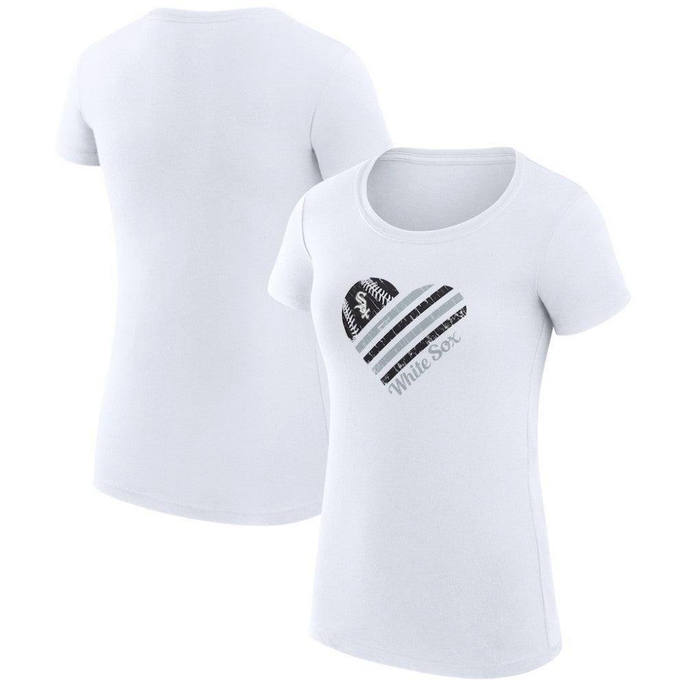 Chicago White Sox G-III 4Her by Carl Banks Women's Super-Slim Fit Lightweight Heart Graphic T-Shirt - White