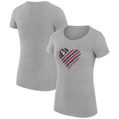 Cleveland Guardians G-III 4Her by Carl Banks Women's Super-Slim Fit Lightweight Heart Graphic T-Shirt - Heather Gray