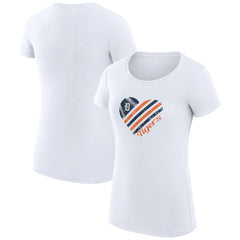 Detroit Tigers G-III 4Her by Carl Banks Women's Super-Slim Fit Lightweight Heart Graphic T-Shirt - White