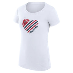 Los Angeles Angels G-III 4Her by Carl Banks Women's Super-Slim Fit Lightweight Heart Graphic T-Shirt - White