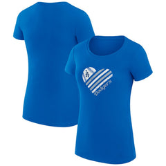 Los Angeles Dodgers G-III 4Her by Carl Banks Women's Super-Slim Fit Lightweight Heart Graphic T-Shirt - Royal
