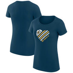 Milwaukee Brewers G-III 4Her by Carl Banks Women's Super-Slim Fit Lightweight Heart Graphic T-Shirt - Navy