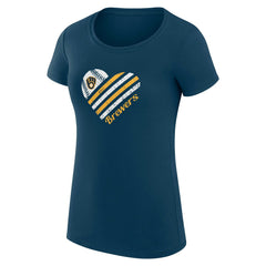Milwaukee Brewers G-III 4Her by Carl Banks Women's Super-Slim Fit Lightweight Heart Graphic T-Shirt - Navy