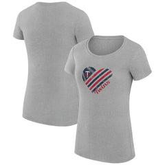 Minnesota Twins G-III 4Her by Carl Banks Women's Super-Slim Fit Lightweight Heart Graphic T-Shirt - Heather Gray