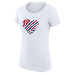 Philadelphia Phillies G-III 4Her by Carl Banks Women's Super-Slim Fit Lightweight Heart Graphic T-Shirt - White