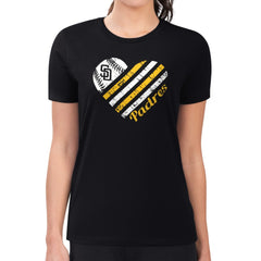 San Diego Padres G-III 4Her by Carl Banks Women's Super-Slim Fit Lightweight Heart Graphic T-Shirt - Black