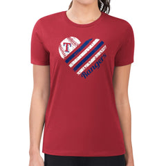 Texas Rangers G-III 4Her by Carl Banks Women's Super-Slim Fit Lightweight Heart Graphic T-Shirt - Red