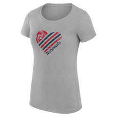 Washington Nationals G-III 4Her by Carl Banks Women's Super-Slim Fit Lightweight Heart Graphic T-Shirt - Heather Gray