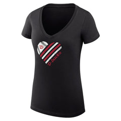 Arizona Diamondbacks G-III 4Her by Carl Banks Women's Super-Slim Fit Lightweight Heart V-Neck T-Shirt - Black