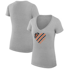 Baltimore Orioles G-III 4Her by Carl Banks Women's Super-Slim Fit Lightweight Heart V-Neck T-Shirt - Heather Gray