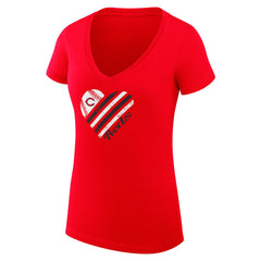 Cincinnati Reds G-III 4Her by Carl Banks Women's Super-Slim Fit Lightweight Heart V-Neck T-Shirt - Red