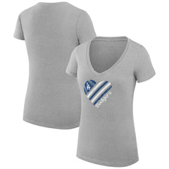 Los Angeles Dodgers G-III 4Her by Carl Banks Women's Super-Slim Fit Lightweight Heart V-Neck T-Shirt - Heather Gray