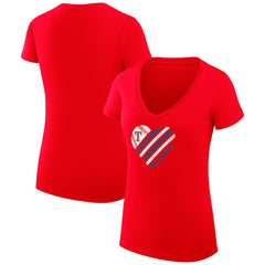 Texas Rangers G-III 4Her by Carl Banks Women's Super-Slim Fit Lightweight Heart V-Neck T-Shirt - Red