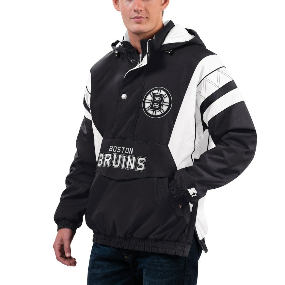 Boston Bruins Starter x NHL Black Ice Home Team Half-Zip Pullover Hoodie