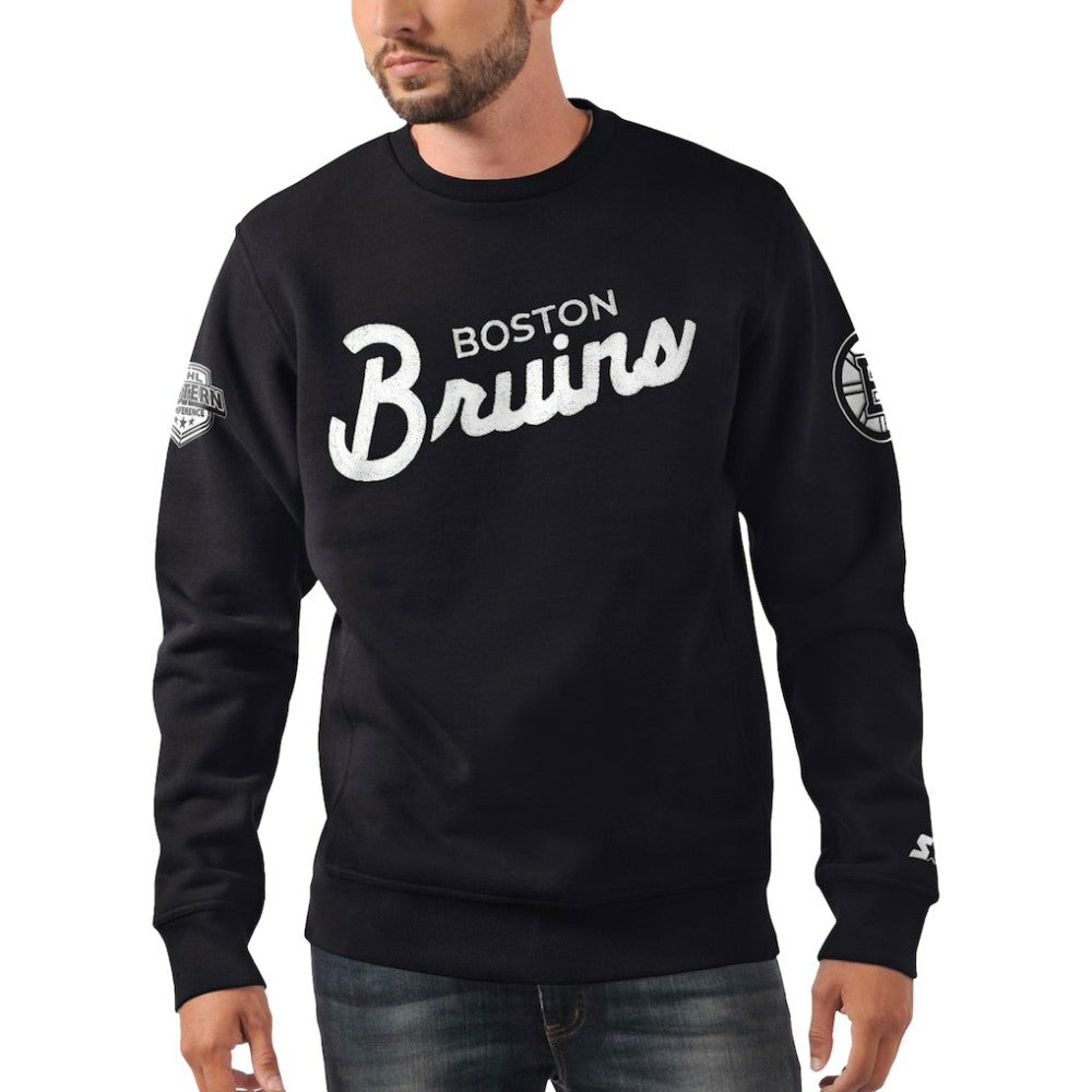 Boston Bruins Starter x NHL Black Ice Cross Check Pullover Sweatshirt
