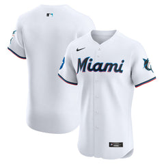 Miami Marlins Home Elite Patch Jersey - White | Nike