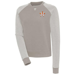 Houston Astros Antigua Women's Flier Bunker Tri-Blend Pullover Sweatshirt - Oatmeal/White