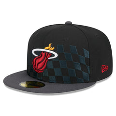 Miami Heat Rally Drive Checkerboard 59FIFTY Crown Fitted Hat - Black | New Era cheap