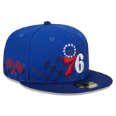 Philadelphia 76ers Rally Drive Checkerboard 59FIFTY Crown Fitted Hat - Royal | New Era sale