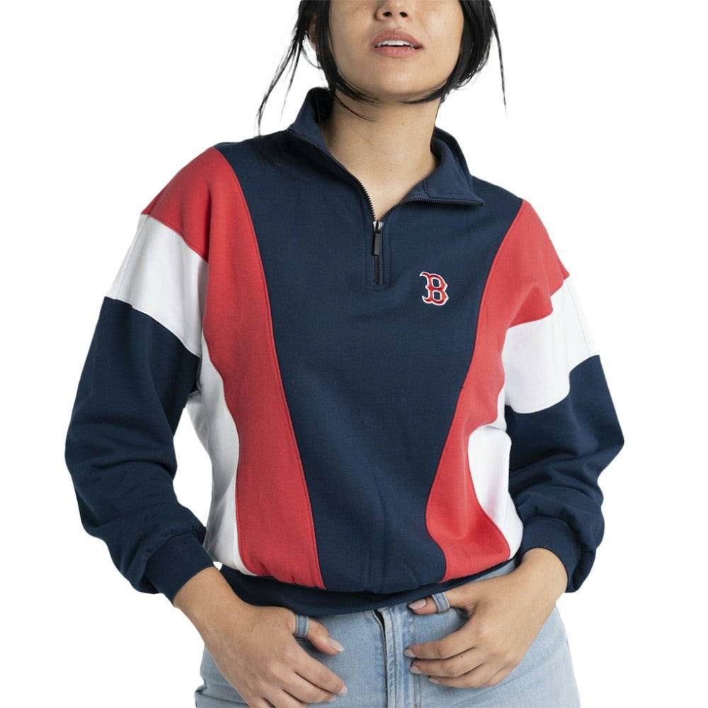 Boston Red Sox Lusso Women's Malia Quarter-Zip Sweatshirt - Navy