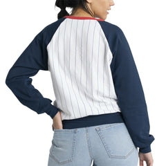 Boston Red Sox Lusso Women's Mack Fleece V-Neck Pullover Top - White/Navy