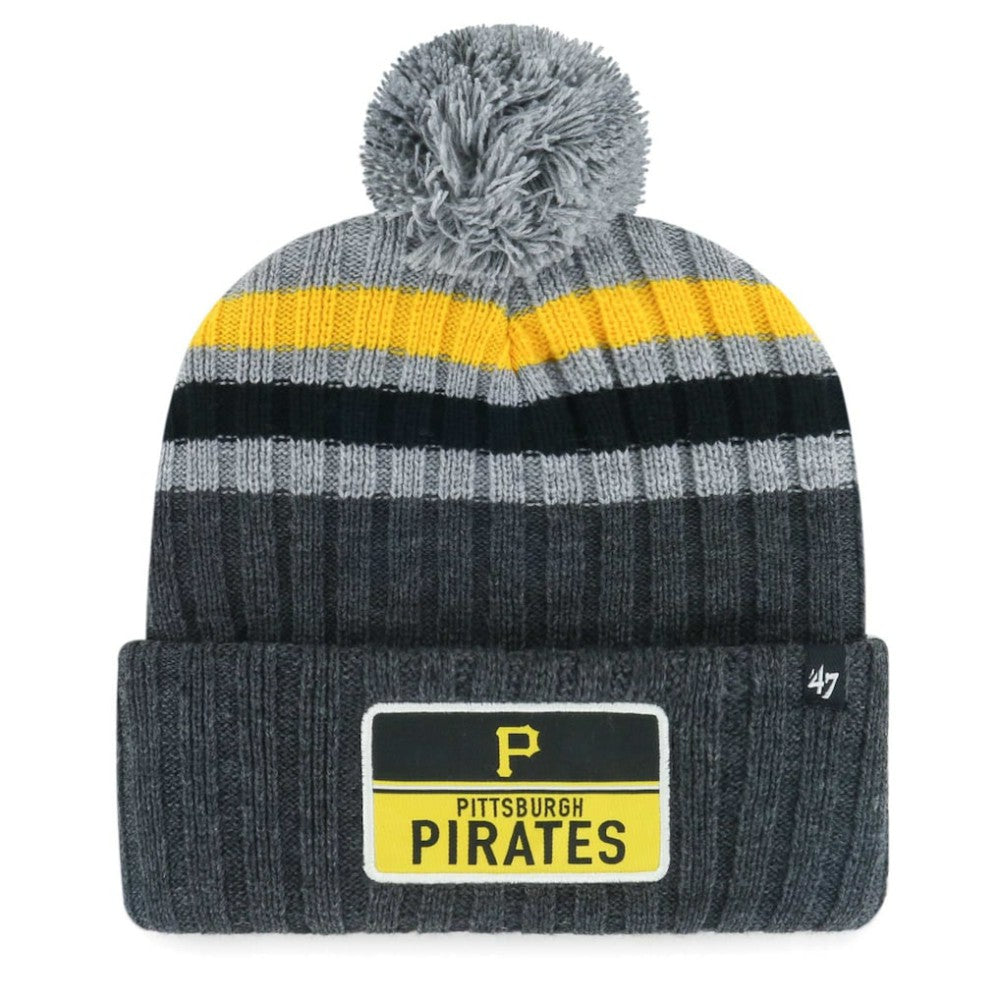 Pittsburgh Pirates Stack Cuffed Knit Hat with Pom - Gray | 47 brand