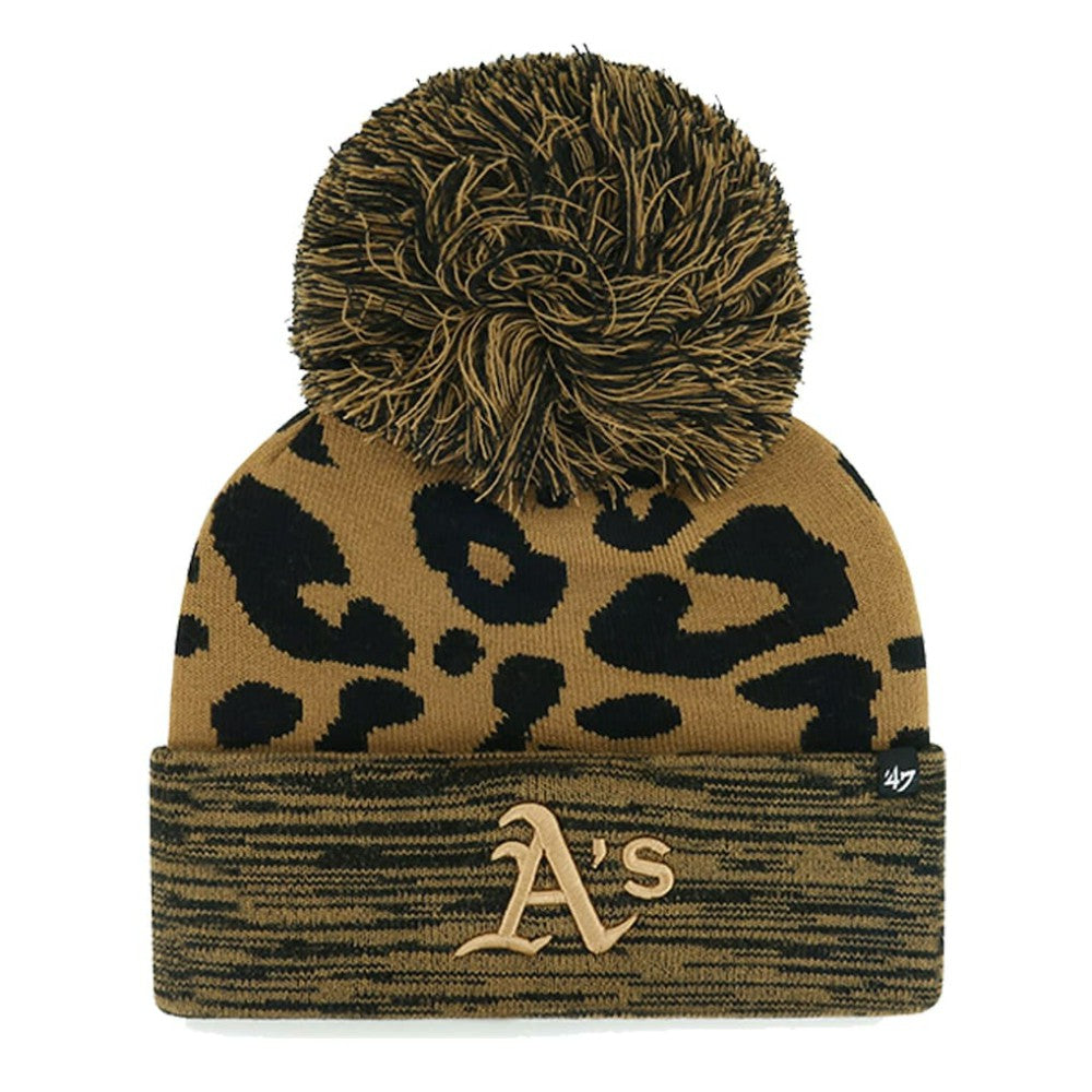 Athletics Women's Leopard Rosette Cuffed Knit Hat with Pom | 47 brand