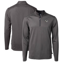 NFL Philadelphia Eagles Cutter & Buck Gridiron Classics Big & Tall Virtue Eco Pique Micro Stripe Recycled Quarter-Zip Pullover Top