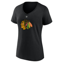 Connor Bedard Chicago Blackhawks Fanatics Women's Authentic Stack Name & Number V-Neck T-Shirt
