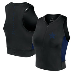 Houston Astros Women's Studio Half-Zip Fitted Gym Tank Top - Black