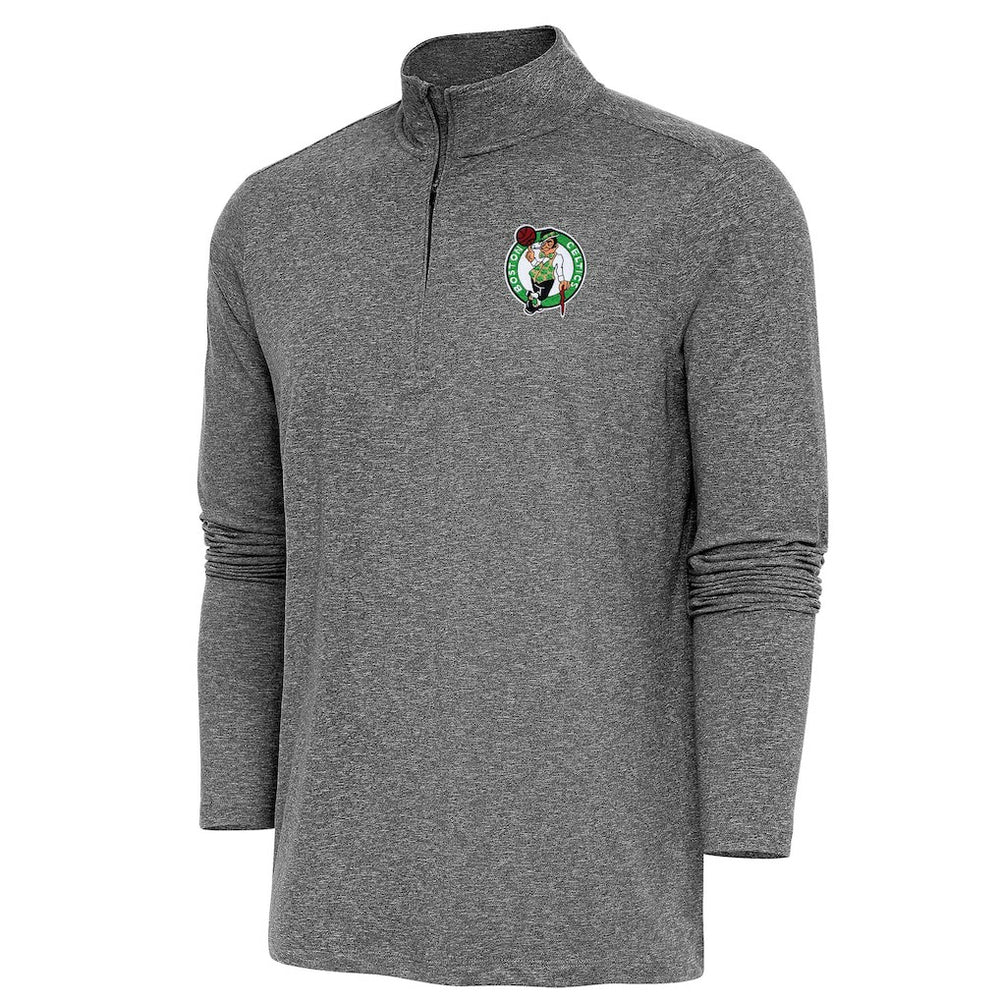 Boston Celtics Antigua Hunk Quarter-Zip Pullover Top - Heather Black shop