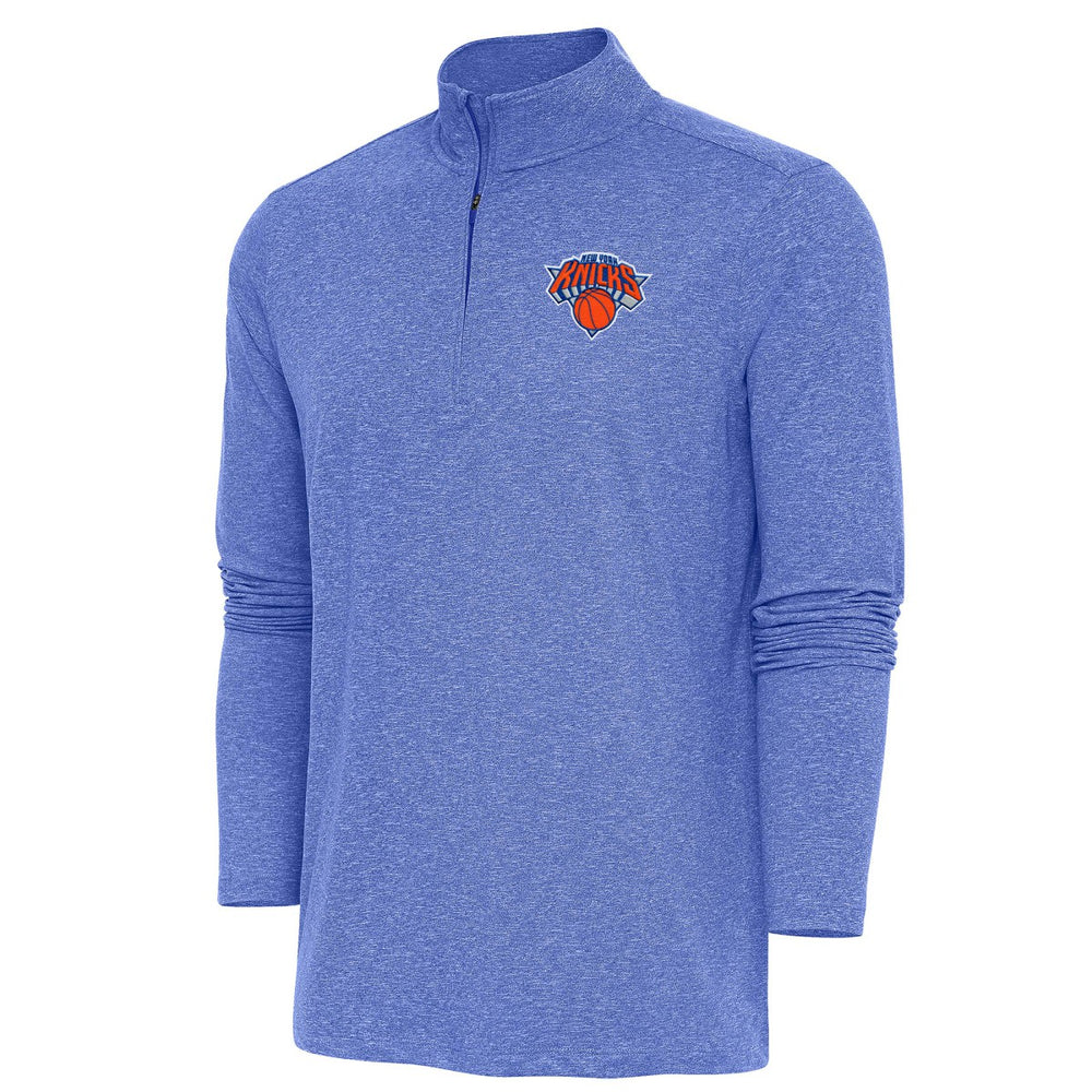 New York Knicks Antigua Hunk Quarter-Zip Pullover Top - Heather Royal on sale