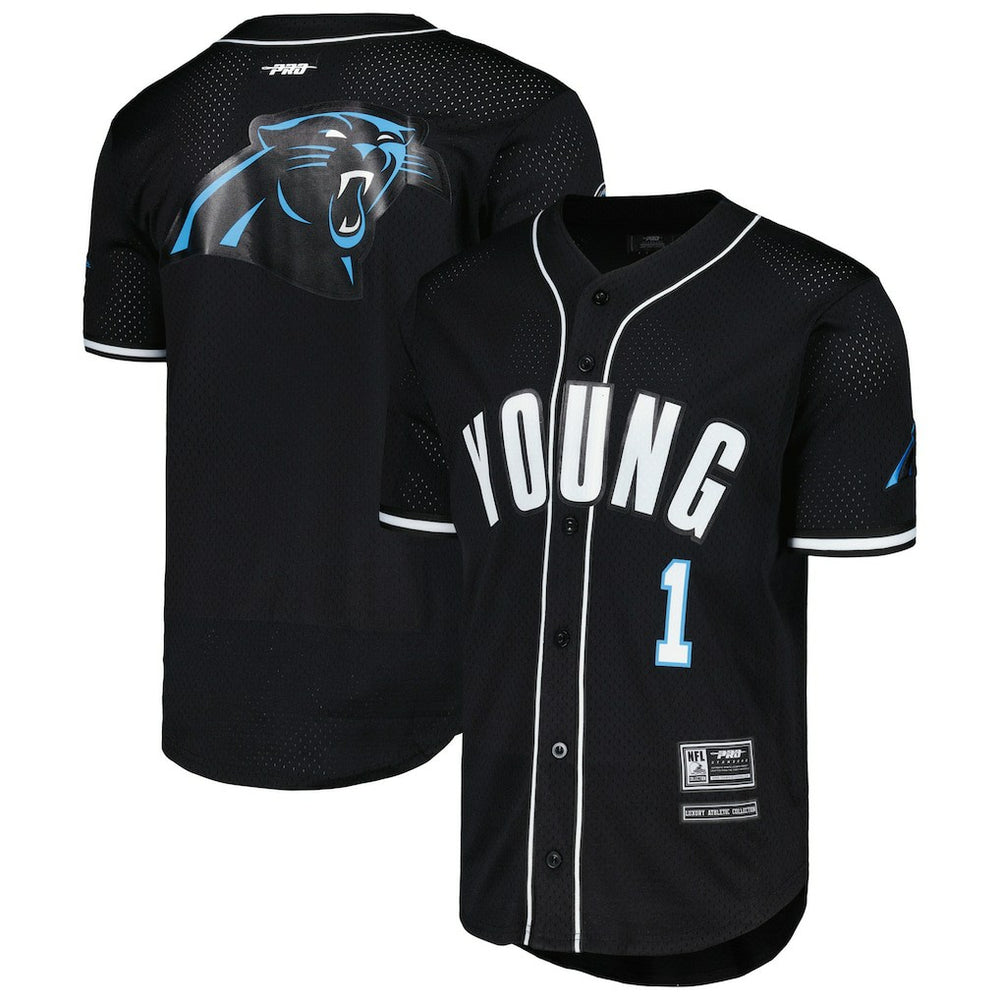 NFL Carolina Panthers Bryce Young Pro Standard Mesh Baseball Button-Up T-Shirt