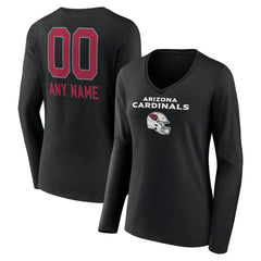 NFL Arizona Cardinals Women's Personalized Name & Number Team Wordmark Long Sleeve V-Neck T-Shirt